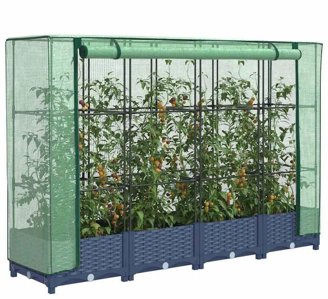 Main image of vidaXL Raised Bed Blue grey PP (polypropylene) 63.0 in x 15.7 in x 48.4 in