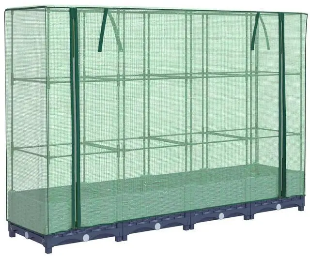 Alt view image 2 of 7 - vidaXL Raised Bed Blue grey PP (polypropylene) 63.0 in x 15.7 in x 48.4 in