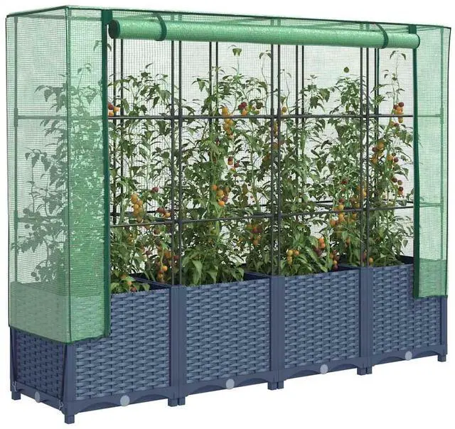 Main image of vidaXL Raised Bed Blue grey Polypropylene 63 in x 15.7 in x 54.3 in