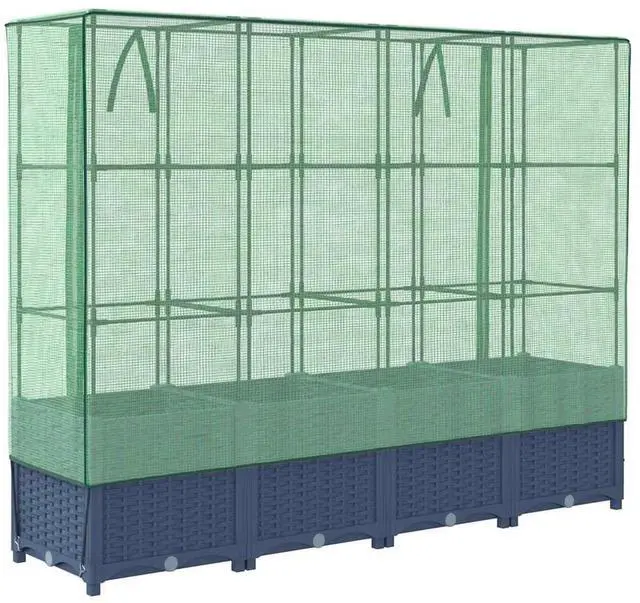 Alt view image 6 of 7 - vidaXL Raised Bed Blue grey Polypropylene 63 in x 15.7 in x 54.3 in