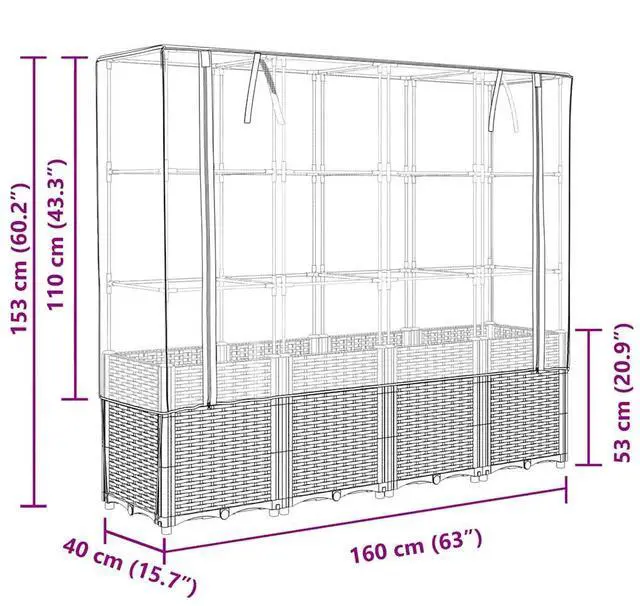 Alt view image 4 of 7 - vidaXL Raised Bed Blue grey Polypropylene Large