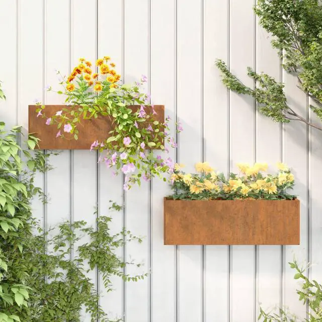 Main image of vidaXL Wall Planter Set of 2 Rusty Corten Steel Medium
