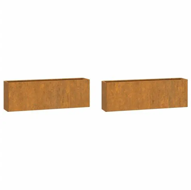 Alt view image 2 of 7 - vidaXL Wall Planter Set of 2 Rusty Corten Steel Medium