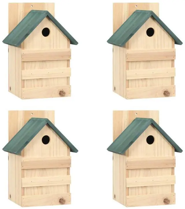 Alt view image 5 of 16 - vidaXL Bird House 4 Pcs Wooden Bird House for Finch Bluebird Solid Wood Fir