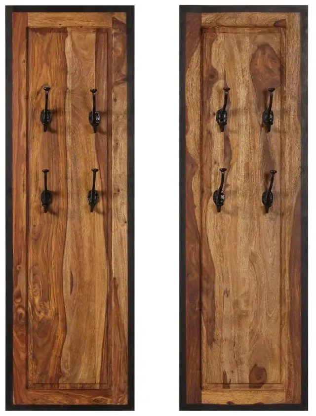 Alt view image 12 of 17 - vidaXL Coat Racks 2 pcs Solid Sheesham Wood