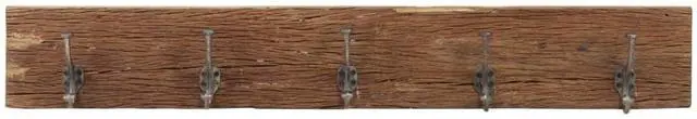 Alt view image 11 of 16 - vidaXL Hall Hanger with 5 Hooks 39.4"x1"x5.9" Solid Reclaimed Wood