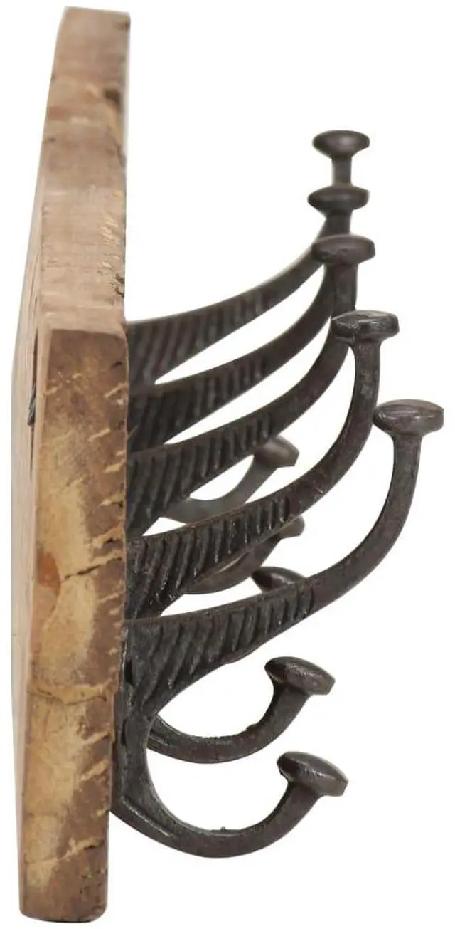 Alt view image 12 of 16 - vidaXL Hall Hanger with 5 Hooks 39.4"x1"x5.9" Solid Reclaimed Wood