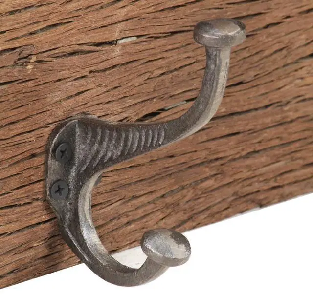 Alt view image 16 of 16 - vidaXL Hall Hanger with 5 Hooks 39.4"x1"x5.9" Solid Reclaimed Wood