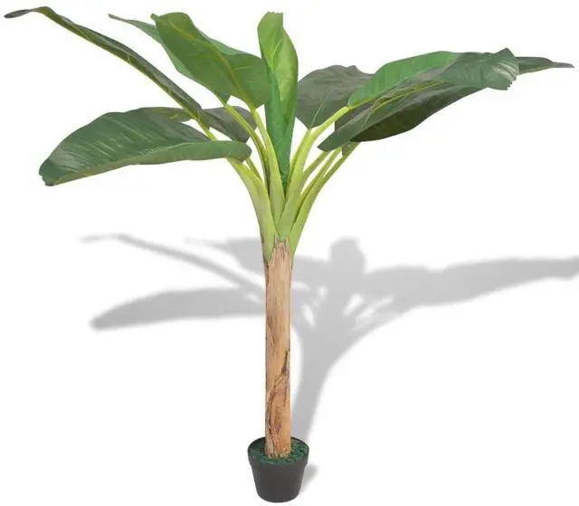 Alt view image 5 of 6 - vidaXL Artificial Banana Tree Plant with Pot 59" Green Indoor Floral Decor
