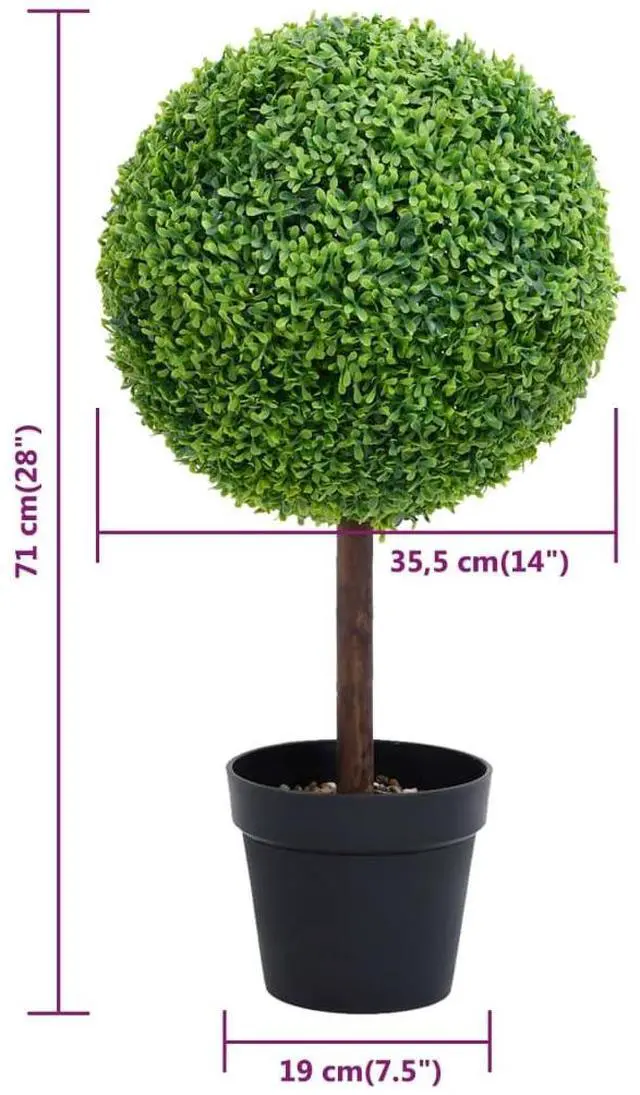 Alt view image 10 of 10 - vidaXL Artificial Boxwood Plant with Pot Ball Shaped Green 28"