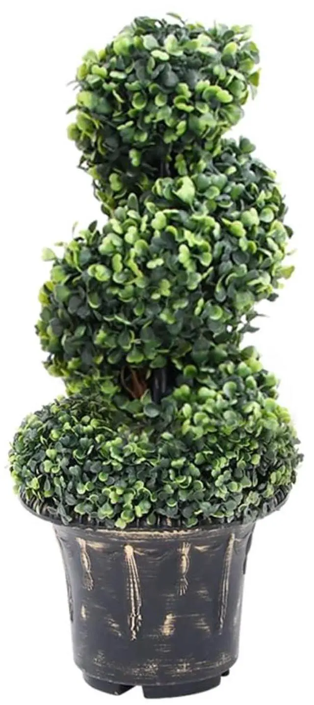 Alt view image 6 of 10 - vidaXL Artificial Boxwood Spiral Plant with Pot Green 23.2"