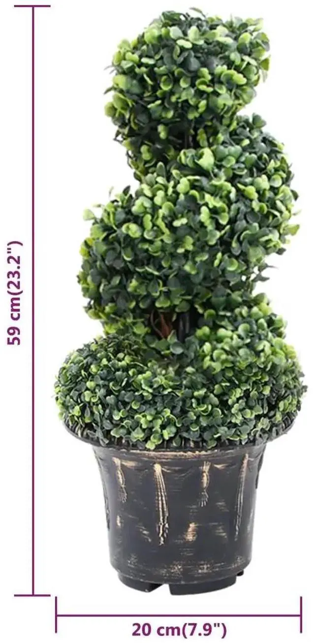 Alt view image 9 of 10 - vidaXL Artificial Boxwood Spiral Plant with Pot Green 23.2"