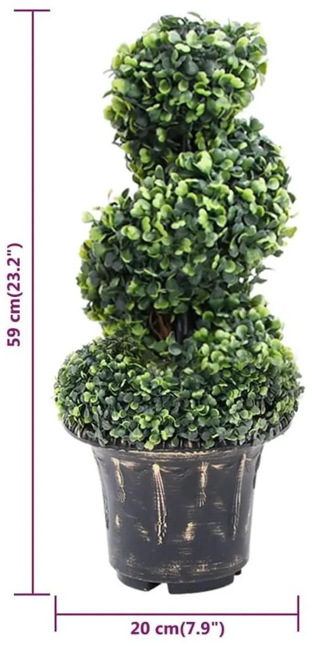 Alt view image 10 of 10 - vidaXL Artificial Boxwood Spiral Plant with Pot Green 23.2"