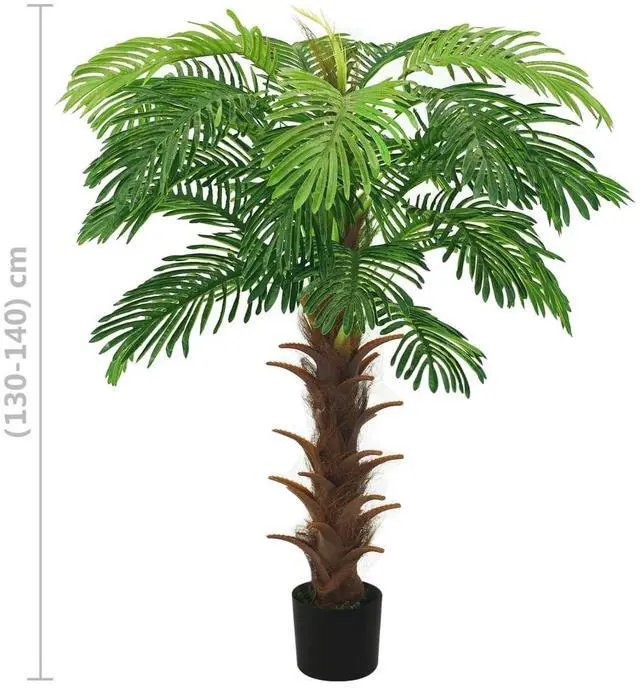 Alt view image 9 of 9 - vidaXL Artificial Cycas Palm with Pot 55.1" Green