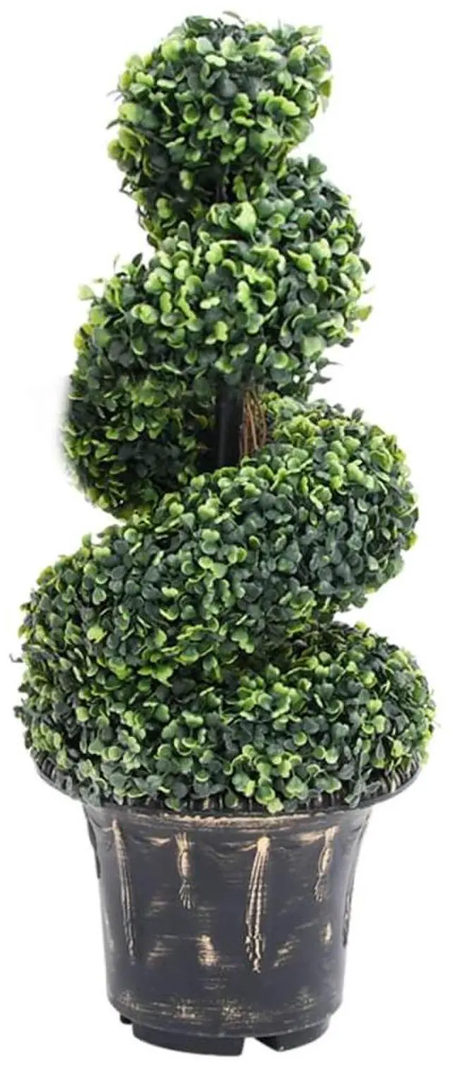 Alt view image 6 of 10 - vidaXL Artificial Boxwood Spiral Plant with Pot Green 35"