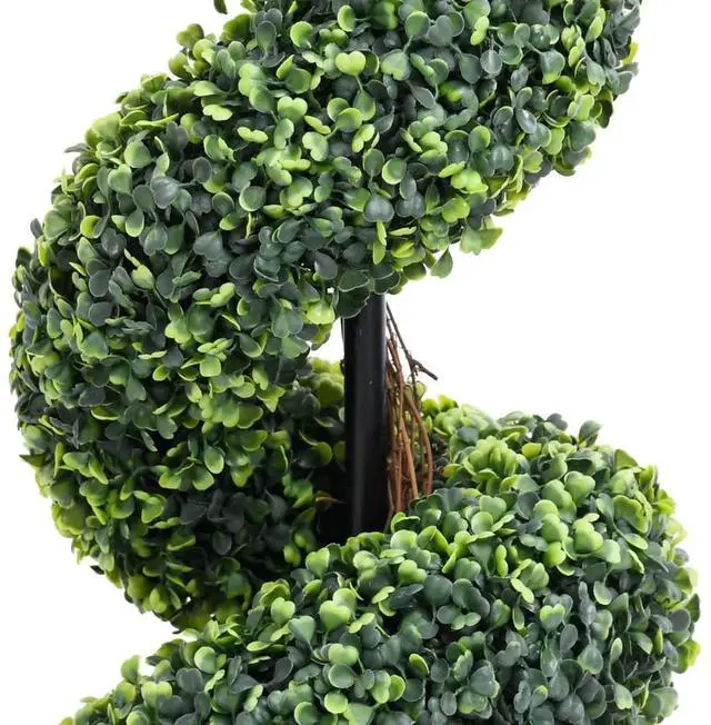 Alt view image 8 of 10 - vidaXL Artificial Boxwood Spiral Plant with Pot Green 35"