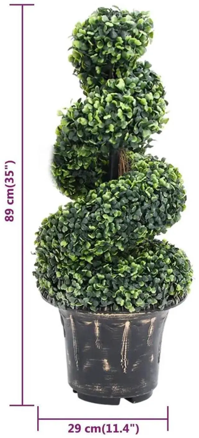 Alt view image 9 of 10 - vidaXL Artificial Boxwood Spiral Plant with Pot Green 35"