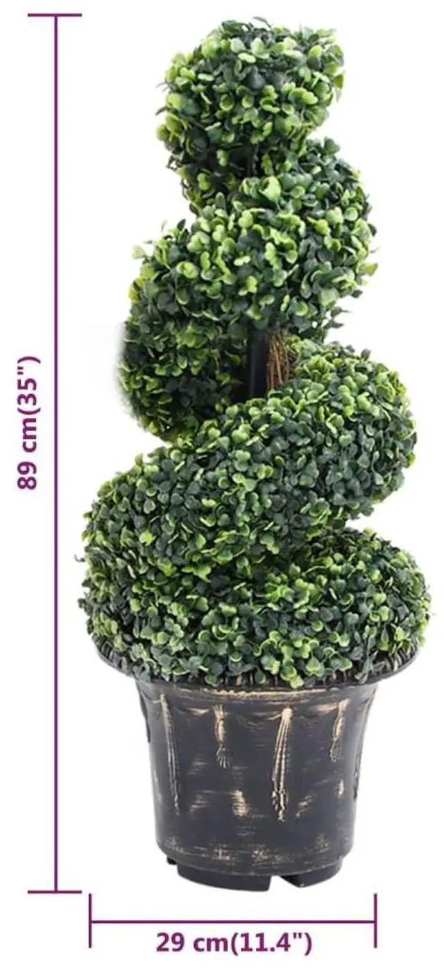 Alt view image 10 of 10 - vidaXL Artificial Boxwood Spiral Plant with Pot Green 35"