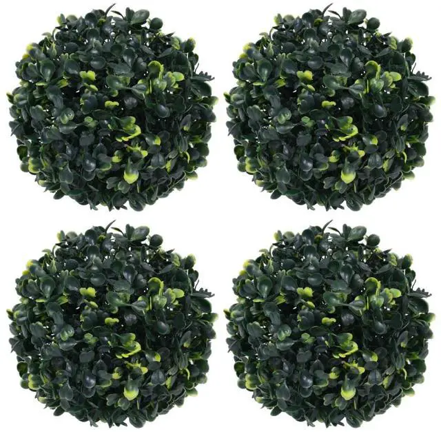 Alt view image 9 of 11 - vidaXL Fake Plant 4 Pcs Artificial Plant Boxwood Topiary Ball Floral Decor 4.7"
