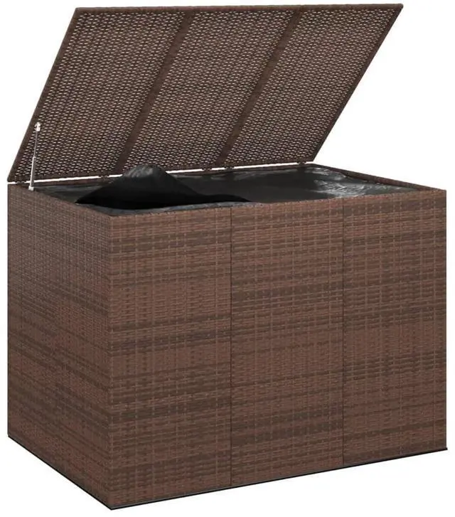 Alt view image 10 of 11 - vidaXL Patio Cushion Box PE Rattan Brown