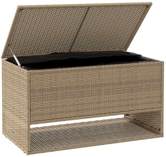 Alt view image 3 of 7 - vidaXL Cushion Box Beige PE rattan, powder-coated steel, polyester Medium