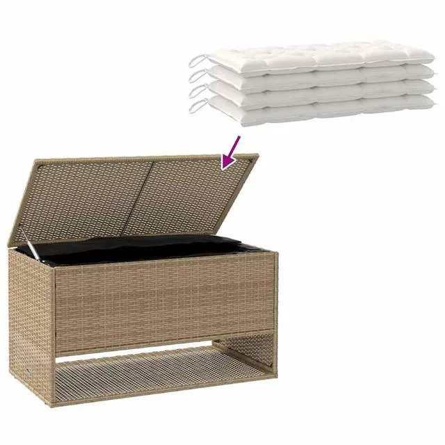 Alt view image 7 of 7 - vidaXL Cushion Box Beige PE rattan, powder-coated steel, polyester Medium
