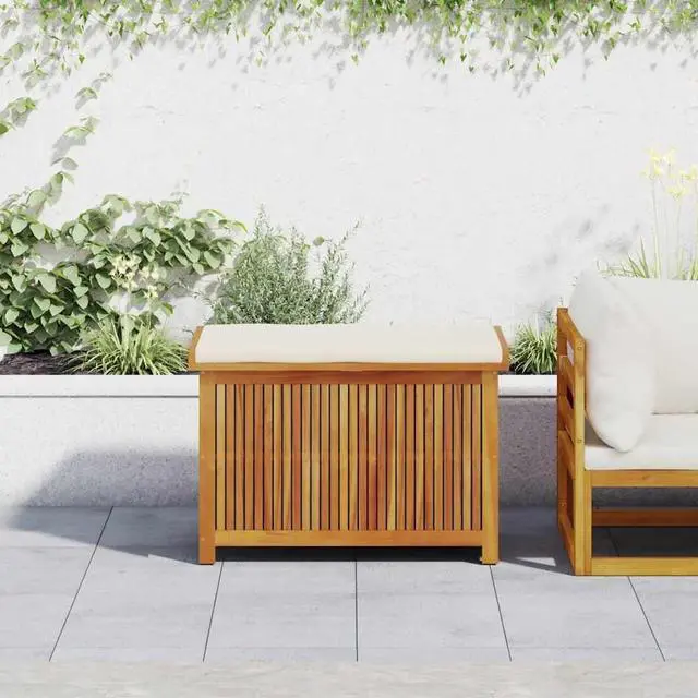 Alt view image 3 of 7 - vidaXL Cushion Box Wood Natural Solid Acacia wood Medium Cushion Box