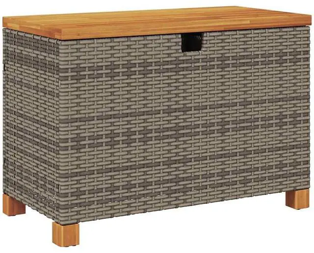 Alt view image 2 of 7 - vidaXL Garden Storage Box Grey and brown PE rattan 31.5x15.7x18.9 in