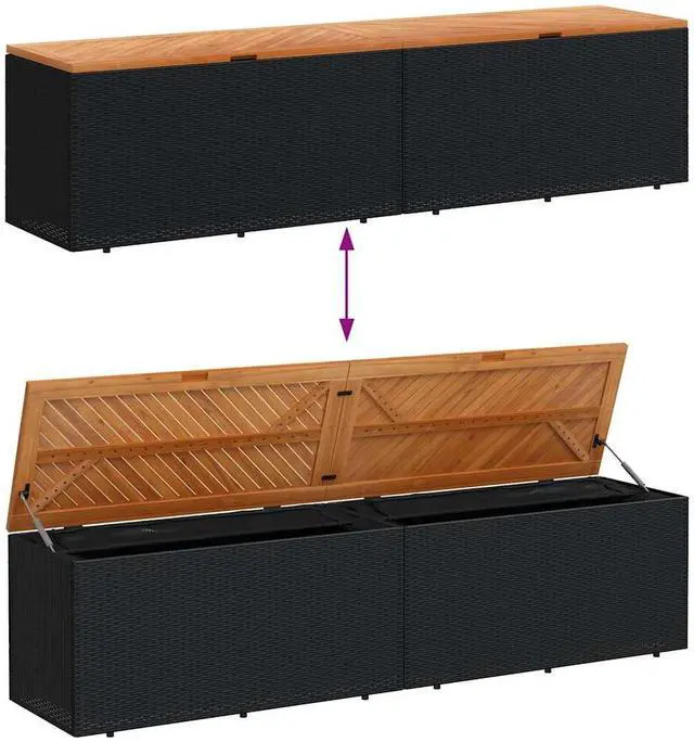 Alt view image 7 of 7 - vidaXL Garden Storage Box Black and Brown