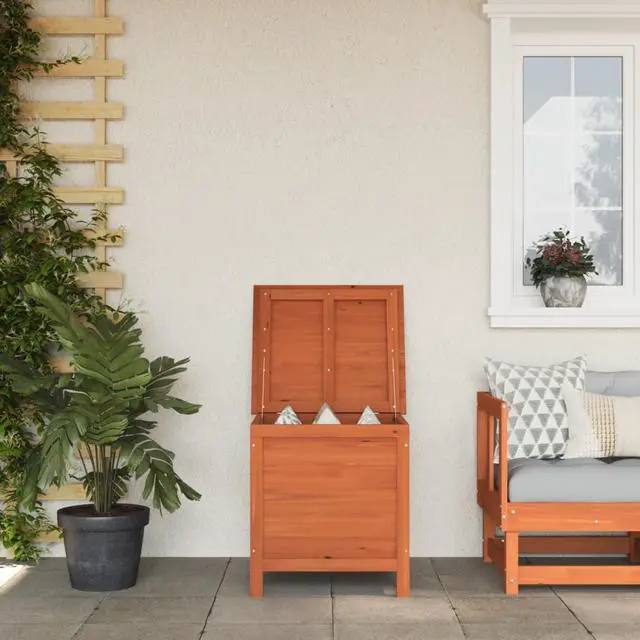 Main image of vidaXL Garden Storage Box Brown Solid Fir Wood 19.7x19.3x22.2 in Square
