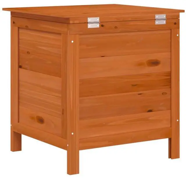 Alt view image 6 of 7 - vidaXL Garden Storage Box Brown Solid Fir Wood 19.7x19.3x22.2 in Square
