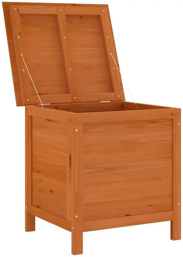Alt view image 3 of 7 - vidaXL Garden Storage Box Brown Solid Fir Wood 19.7x19.3x22.2 in Square
