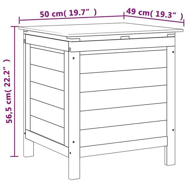 Alt view image 4 of 7 - vidaXL Garden Storage Box Brown Solid Fir Wood 19.7x19.3x22.2 in Square