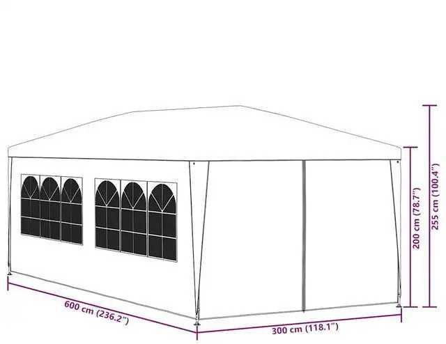 Alt view image 4 of 13 - vidaXL Party Tent Outdoor Canopy Tent Patio Gazebo Marquee Sunshade White