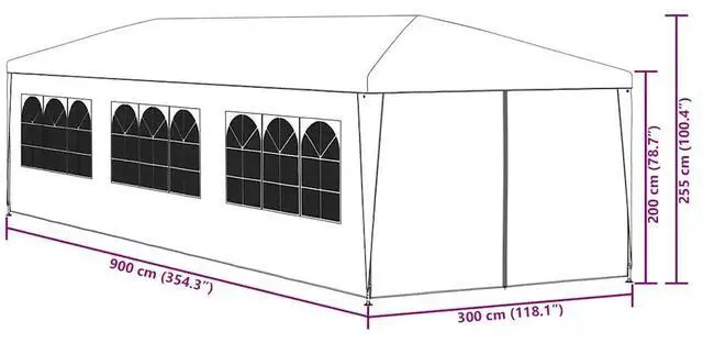 Alt view image 4 of 7 - vidaXL Party Tent Outdoor Canopy Tent Patio Gazebo Sunshade for Garden Blue