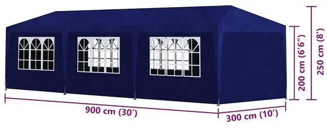 Alt view image 6 of 7 - vidaXL Party Tent Outdoor Canopy Tent Patio Gazebo Sunshade for Garden Blue