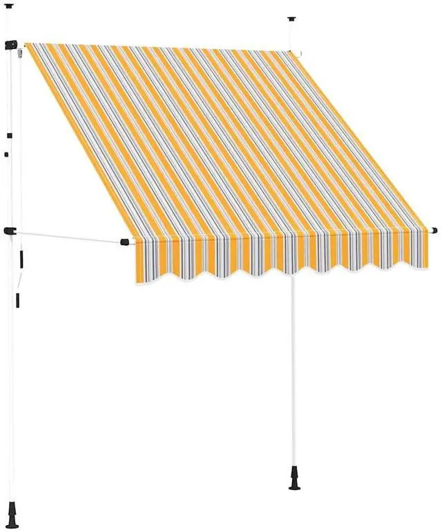 Alt view image 2 of 7 - vidaXL Retractable Awning Folding Arm Awning 78.7" Yellow and Blue Stripes