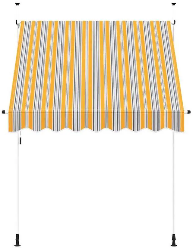 Alt view image 3 of 7 - vidaXL Retractable Awning Folding Arm Awning 78.7" Yellow and Blue Stripes