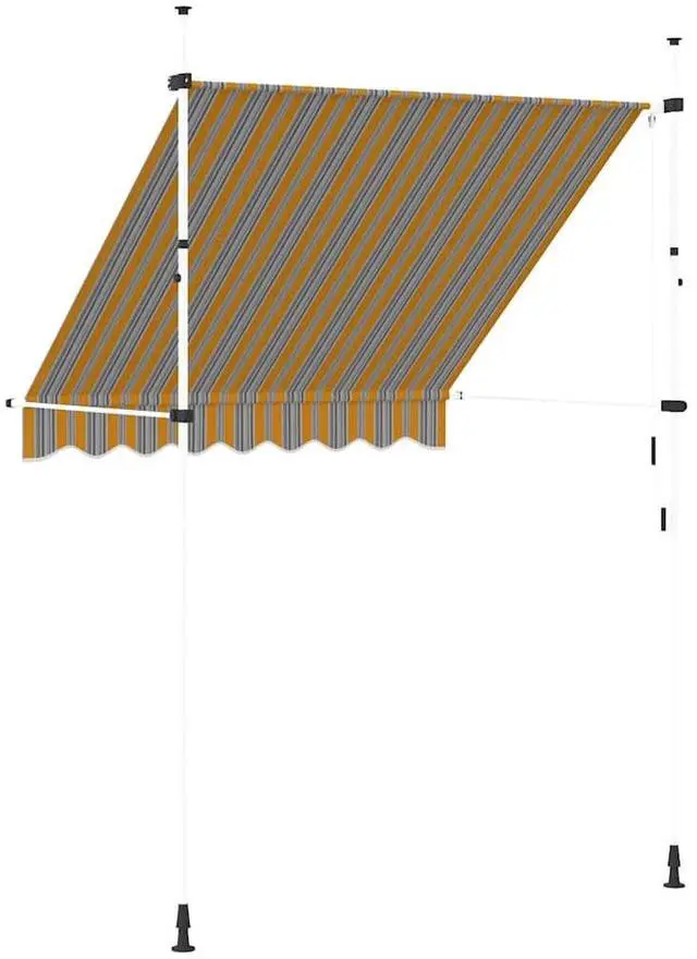 Alt view image 5 of 7 - vidaXL Retractable Awning Folding Arm Awning 78.7" Yellow and Blue Stripes