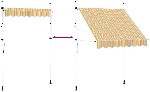 Alt view image 6 of 7 - vidaXL Retractable Awning Folding Arm Awning 78.7" Yellow and Blue Stripes