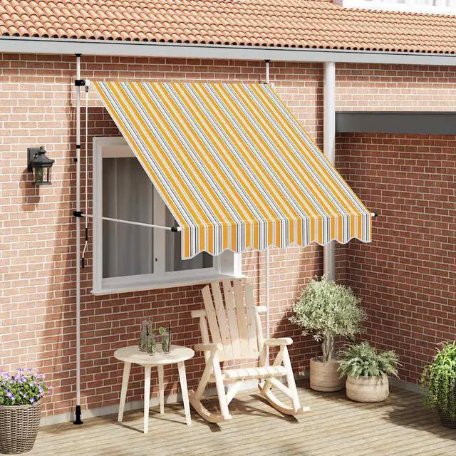 Main image of vidaXL Retractable Awning Folding Arm Awning 78.7" Yellow and Blue Stripes