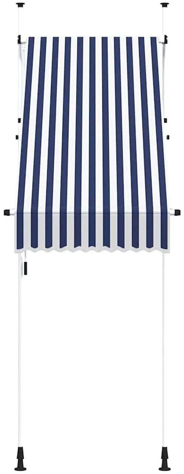 Alt view image 3 of 7 - vidaXL Retractable Awning Patio Awning with Hand Crank Blue and White Stripes
