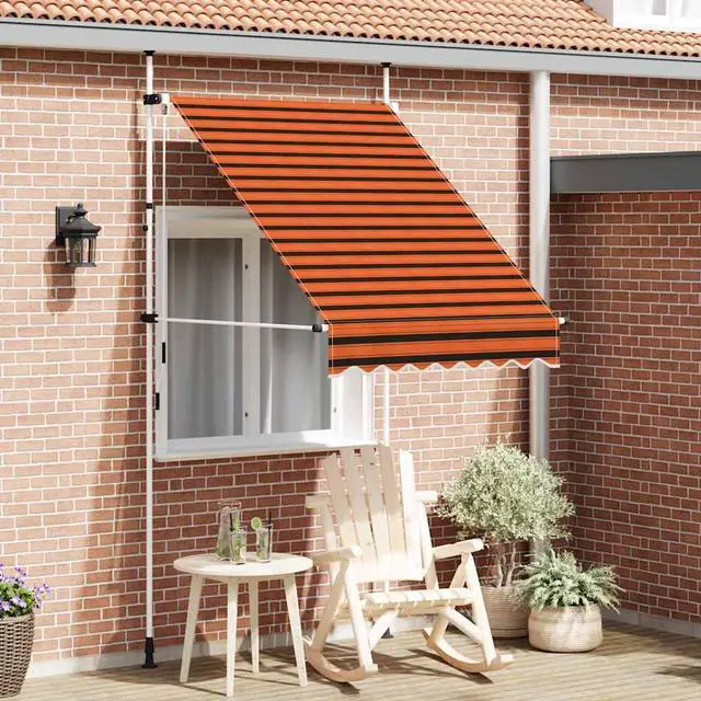 Main image of vidaXL Retractable Awning Patio Awning with Hand Crank 59.1" Orange and Brown