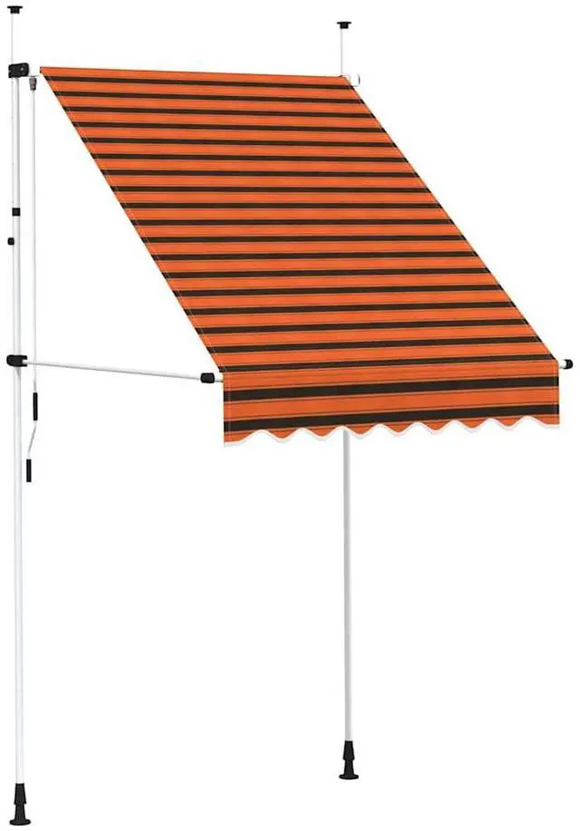 Alt view image 2 of 7 - vidaXL Retractable Awning Patio Awning with Hand Crank 59.1" Orange and Brown