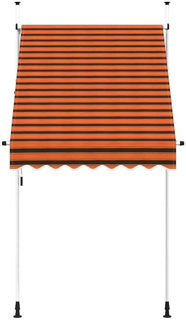 Alt view image 3 of 7 - vidaXL Retractable Awning Patio Awning with Hand Crank 59.1" Orange and Brown