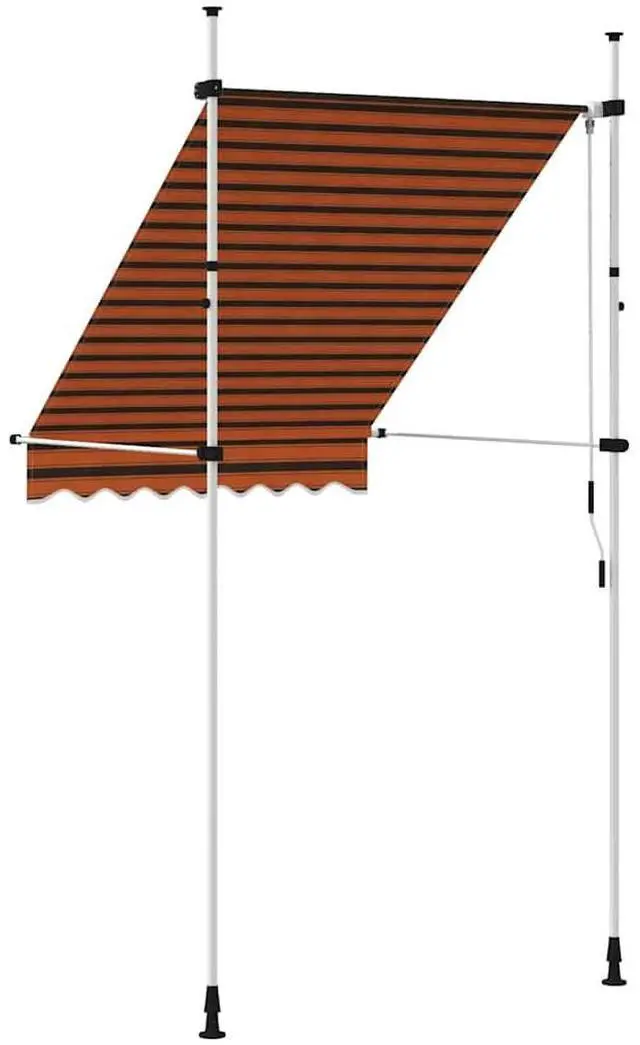 Alt view image 5 of 7 - vidaXL Retractable Awning Patio Awning with Hand Crank 59.1" Orange and Brown