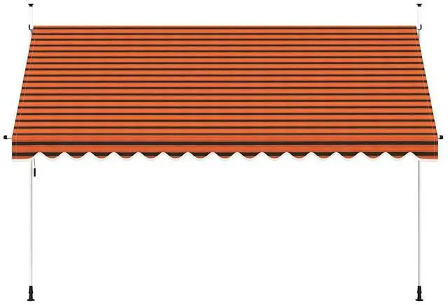 Alt view image 3 of 7 - vidaXL Retractable Awning Patio Awning with Hand Crank 157.5" Orange and Brown