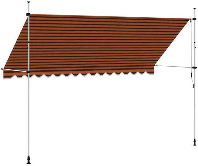 Alt view image 5 of 7 - vidaXL Retractable Awning Patio Awning with Hand Crank 157.5" Orange and Brown