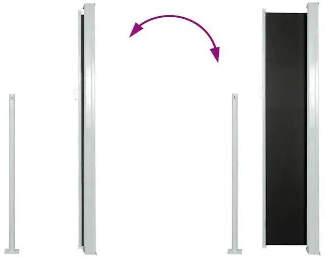 Alt view image 5 of 7 - vidaXL Retractable Side Awning Folding Privacy Screen Outdoor Divider Wall Black