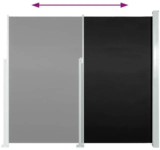 Alt view image 6 of 7 - vidaXL Retractable Side Awning Folding Privacy Screen Outdoor Divider Wall Black